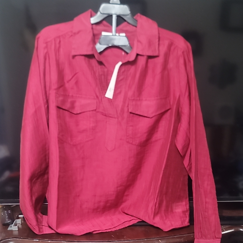 Red Long Sleeve Blouse